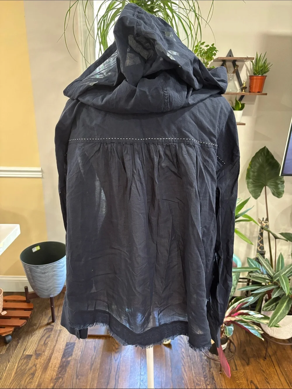 Free People breezy Button down hooded shirt size S